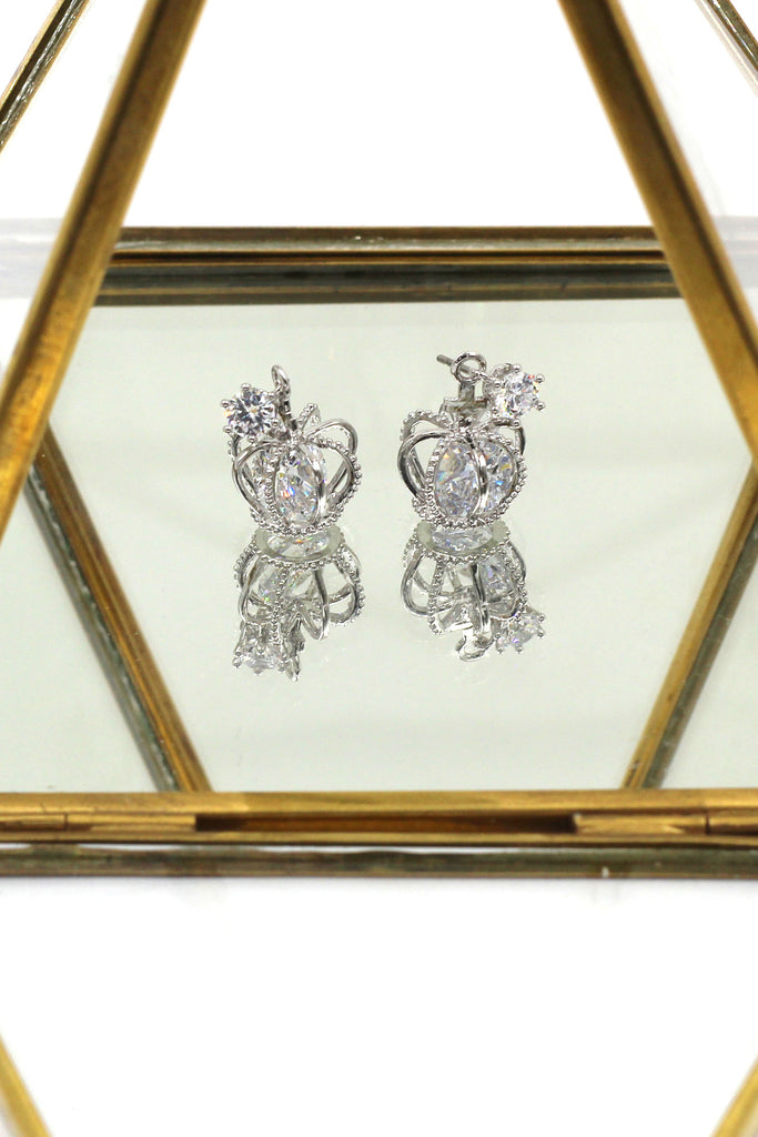 fashion mini crown crystal earrings