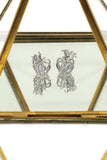 silver crown crystal bracelet earring set