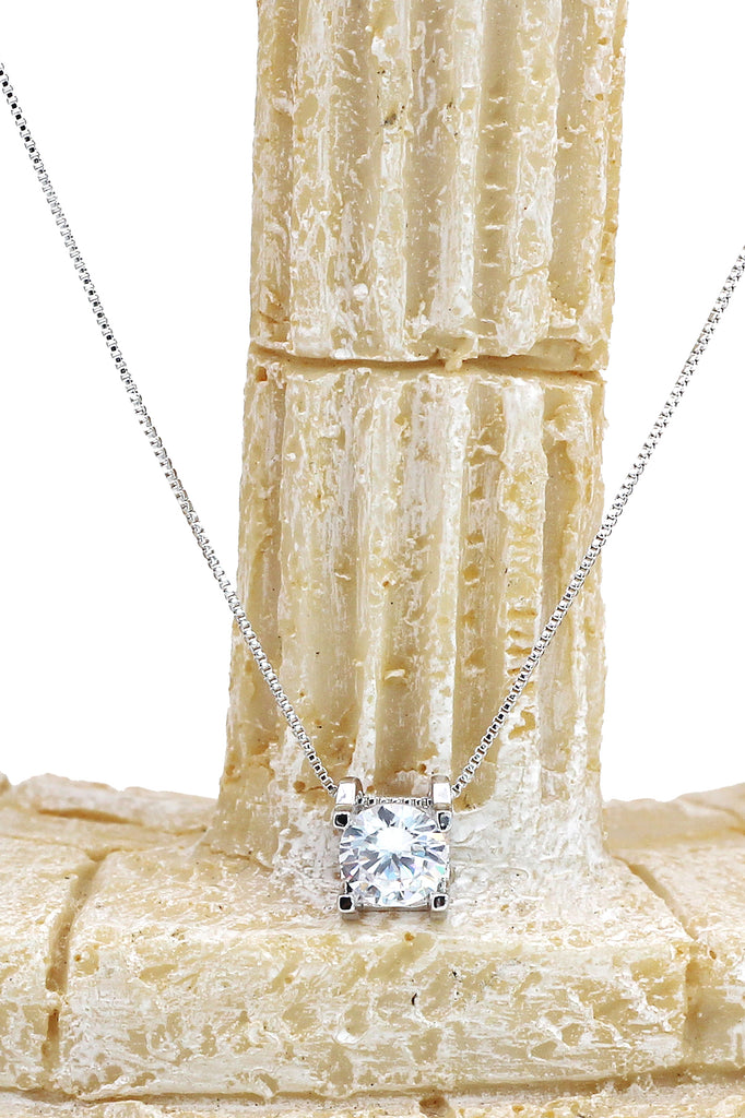 single crystal silver necklace earrings set