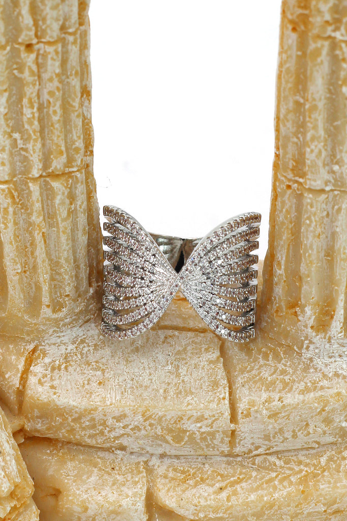 sparkling crystal butterfly powder ring