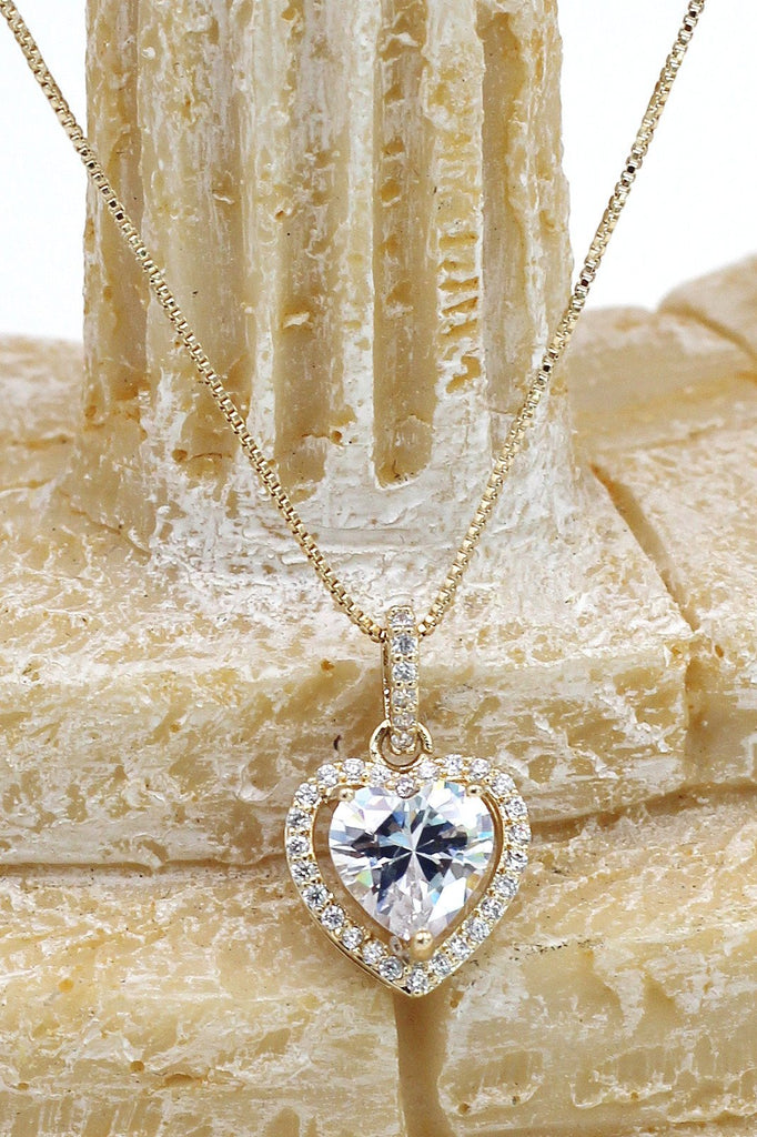 sweet heart crystal ring necklace set