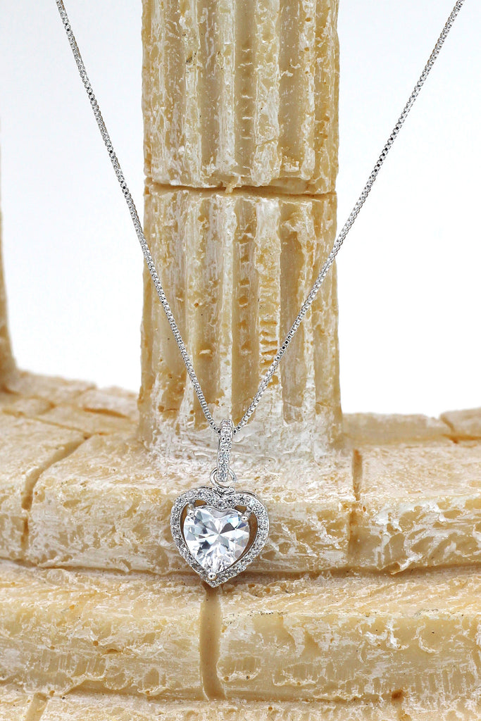 lovely peach heart crystal necklace