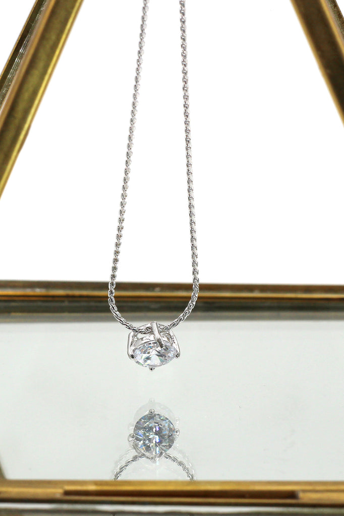 small single crystal silver necklace