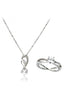 shiny four-claw crystal ring necklace set