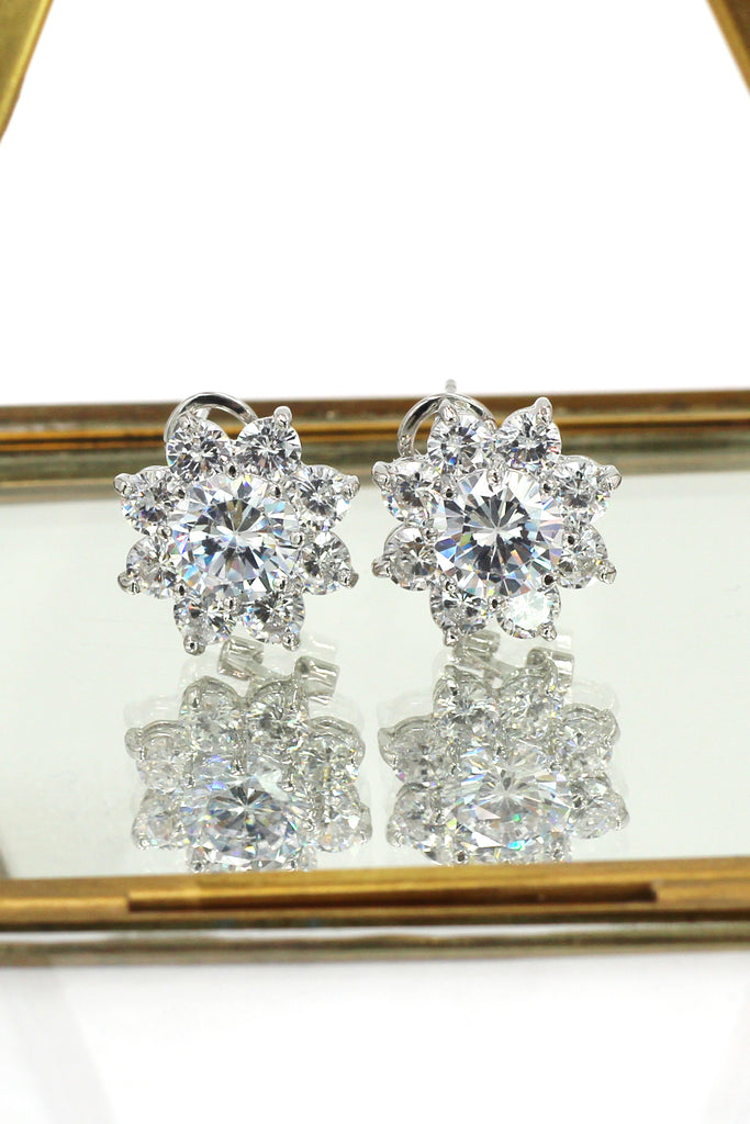 sparkling crystal flower lady earrings