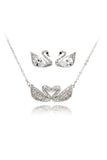 simple crystal swan earrings necklace set