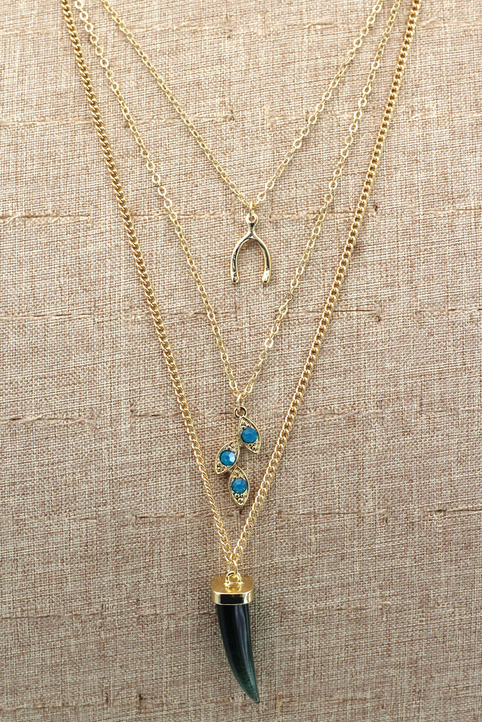 three-tier fashion chain pendant necklace