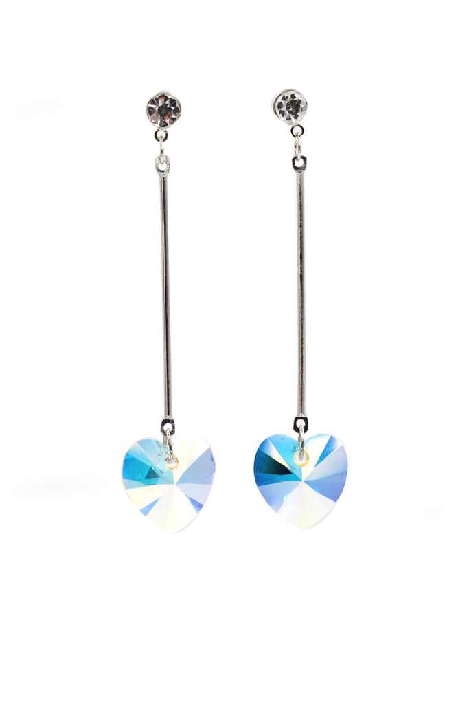 heart shaped swarovski crystal earrings