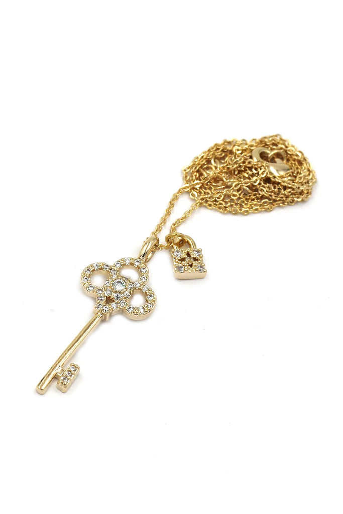 fashion crystal key earrings necklace set