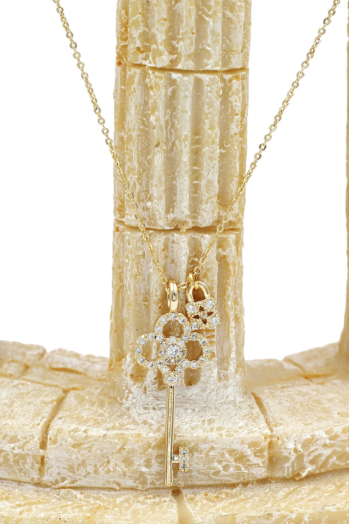 fashion crystal key earrings necklace set