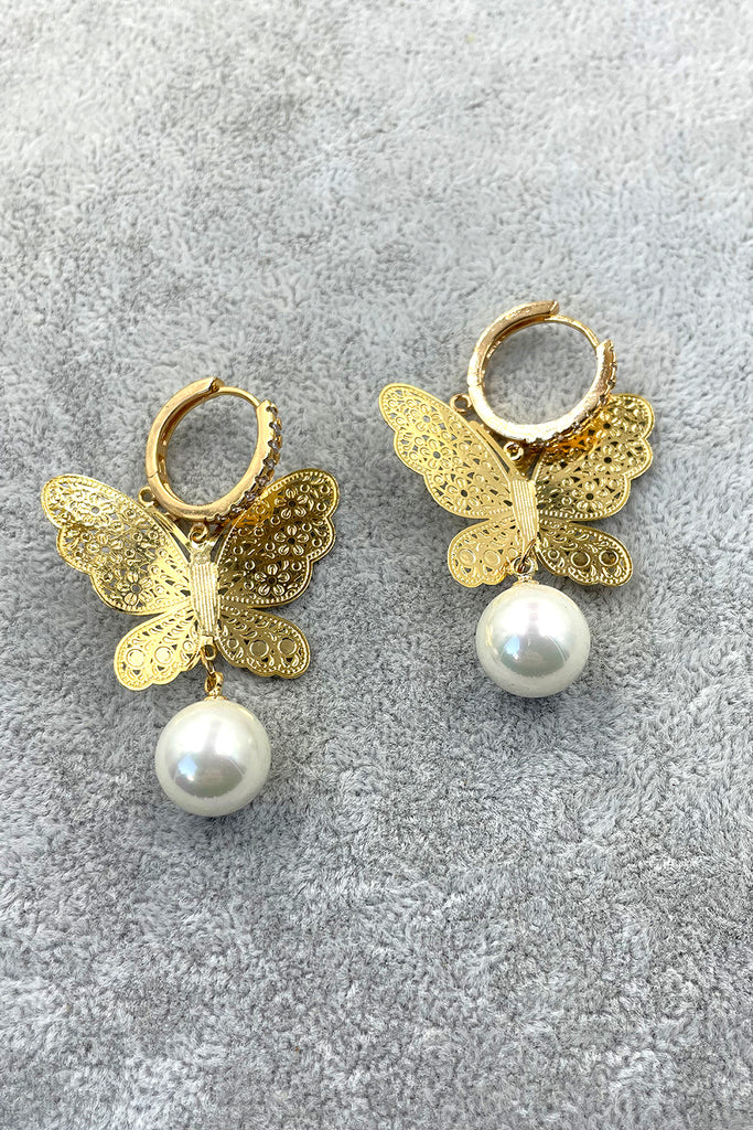 fashion butterfly pearl earrings