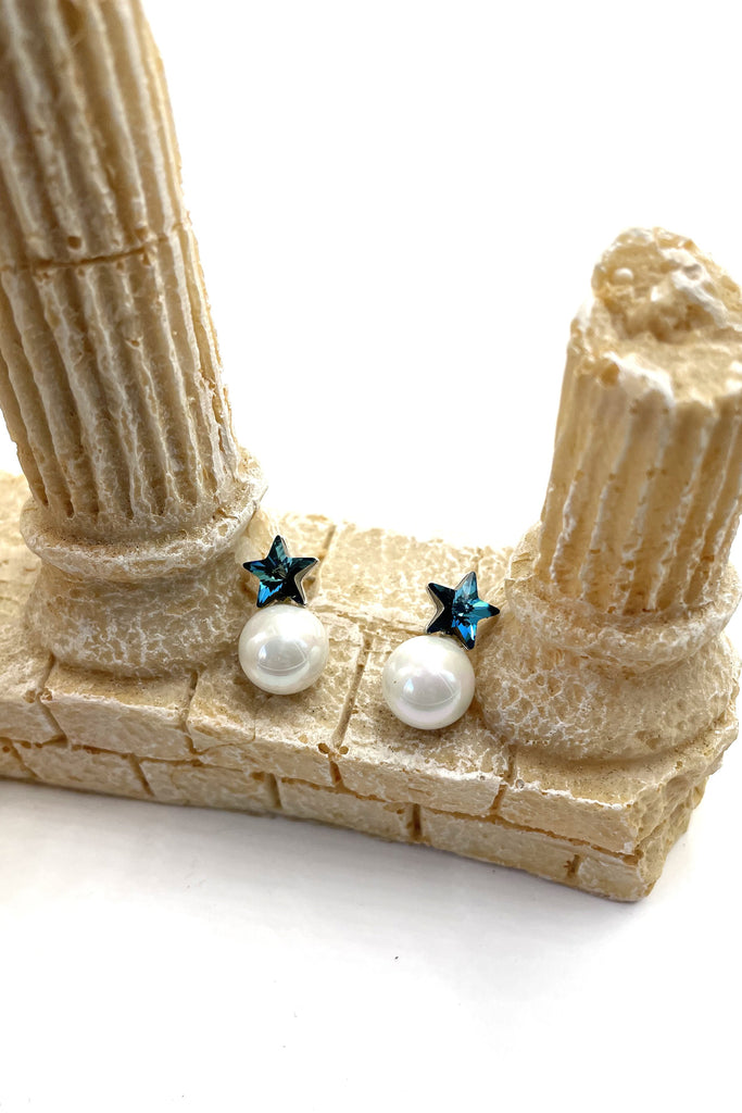 Lovely star crystal pearl earrings