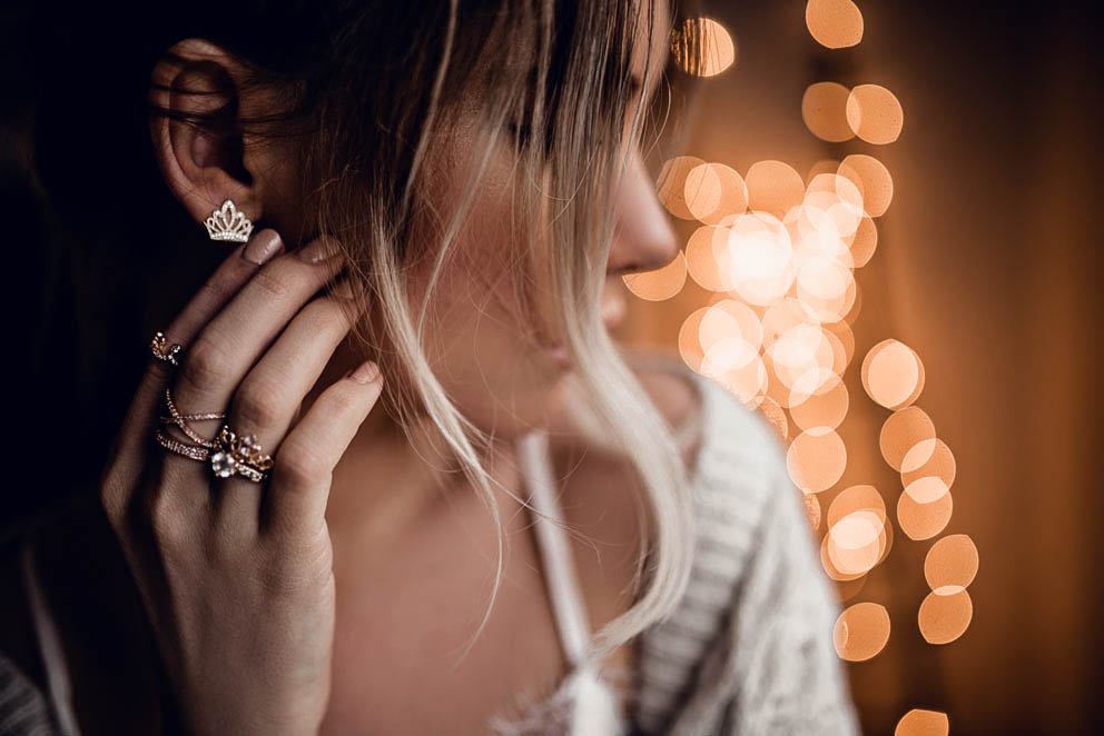 small crown rose gold mosaic crystal ring