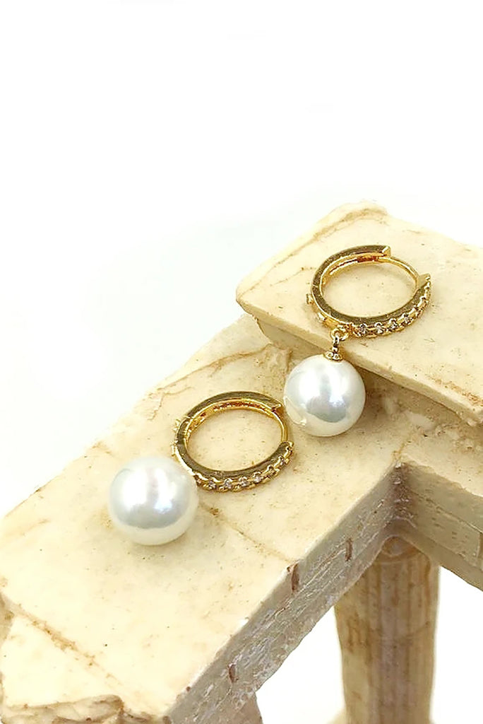 fashion pearl pendant crystal earrings