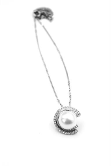 fashion half moon pearl necklace ring set