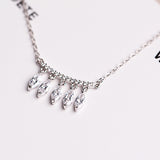 Small silver crystal stone necklace