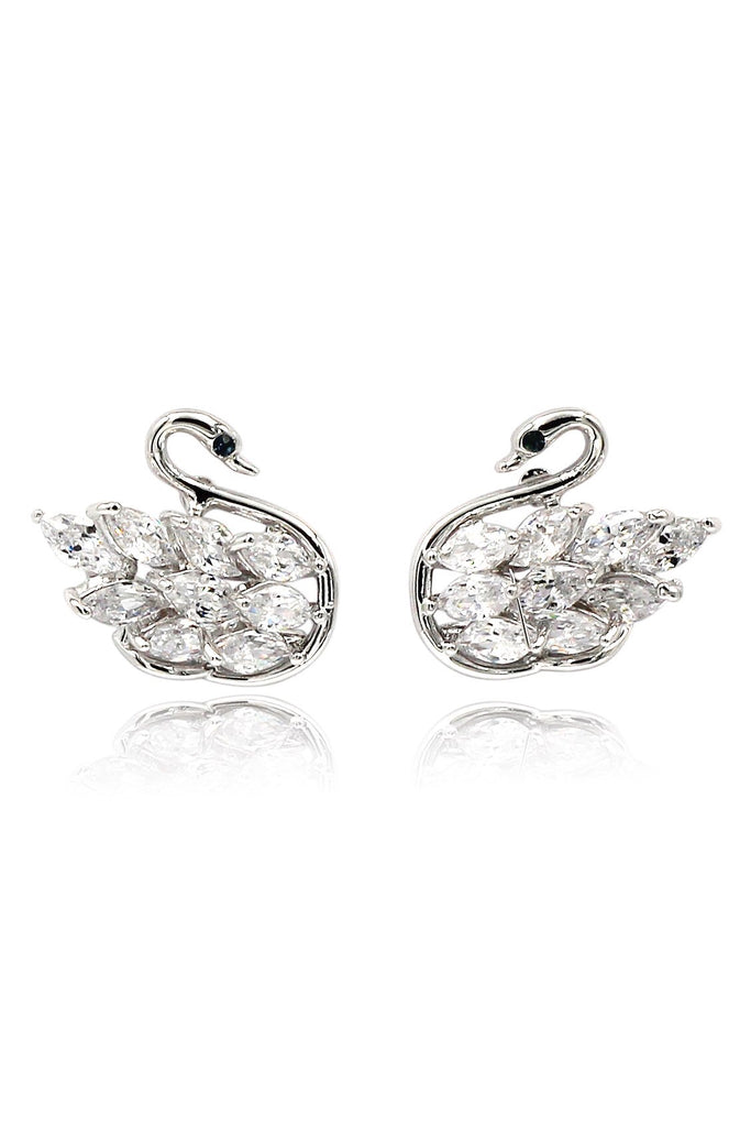 Fashion Crystal swan earrings necklace set