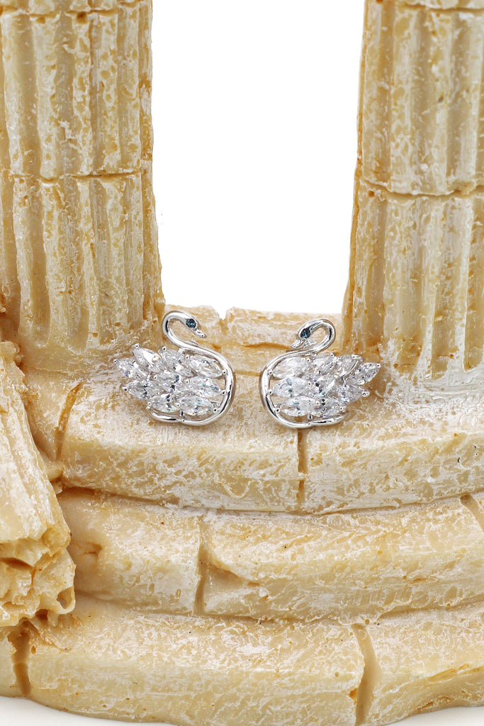 Crystal swan earrings necklace set