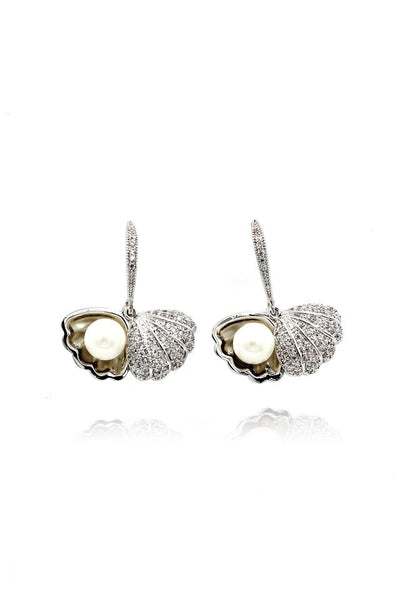 small exquisite shell pearl pendant earrings